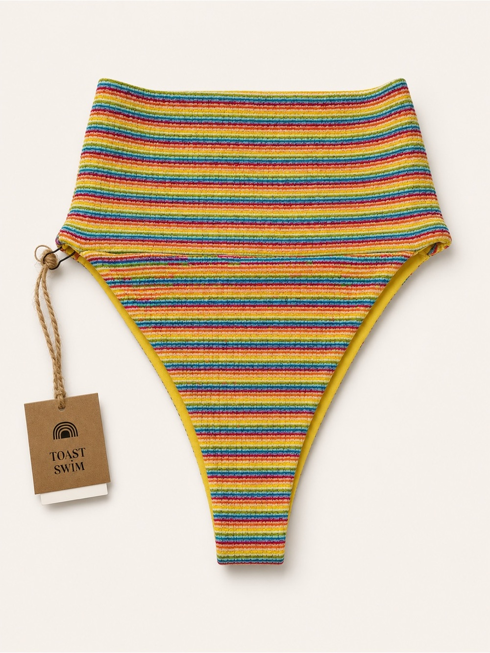 Toast Swim sold at free people Rainbow Stripe High-Waist Bikini Bottom